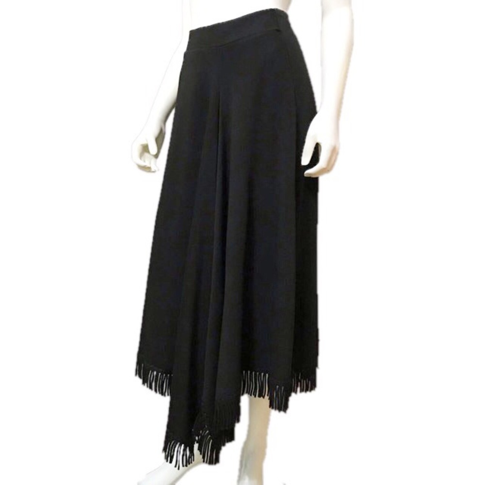 Nina Leonard | Black Midi Fringe Skirt Sz- Small